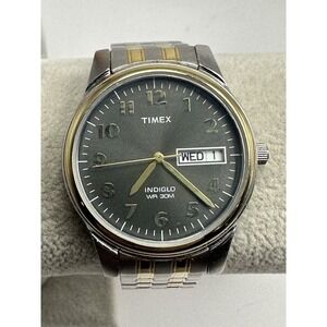 Timex Indiglo 2008 Mens Watch New Battery 36MM 6" Stretch Band Charles Street J2